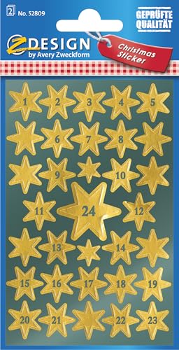 avery-zweckform-52809-z-design-adventskalenderzahlen-sterne-gold-24-sticker-1-24 image 8