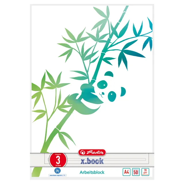 herlitz-greenline-arbeitsblock-a4-lineatur-3-5x-50-blatt-motiv-panda image 1