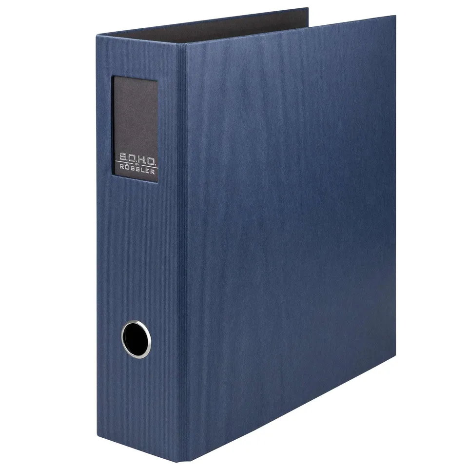r-ssler-s-o-h-o-ordner-breit-a4-8-5-cm-mit-r-ckenschild-navy-blau image 1