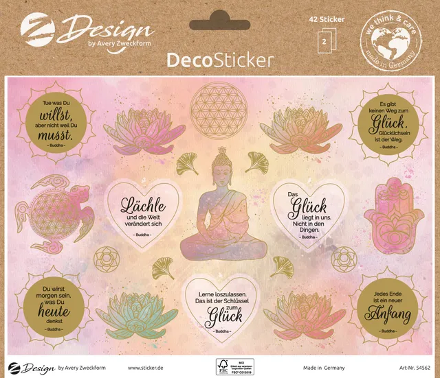avery-zweckform-54562-deko-sticker-buddha-lebensblume-a5-gold-effekt-42-st-ck image 1