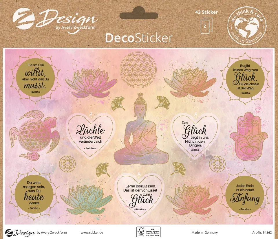 avery-zweckform-54562-deko-sticker-buddha-lebensblume-a5-gold-effekt-42-st-ck image 1
