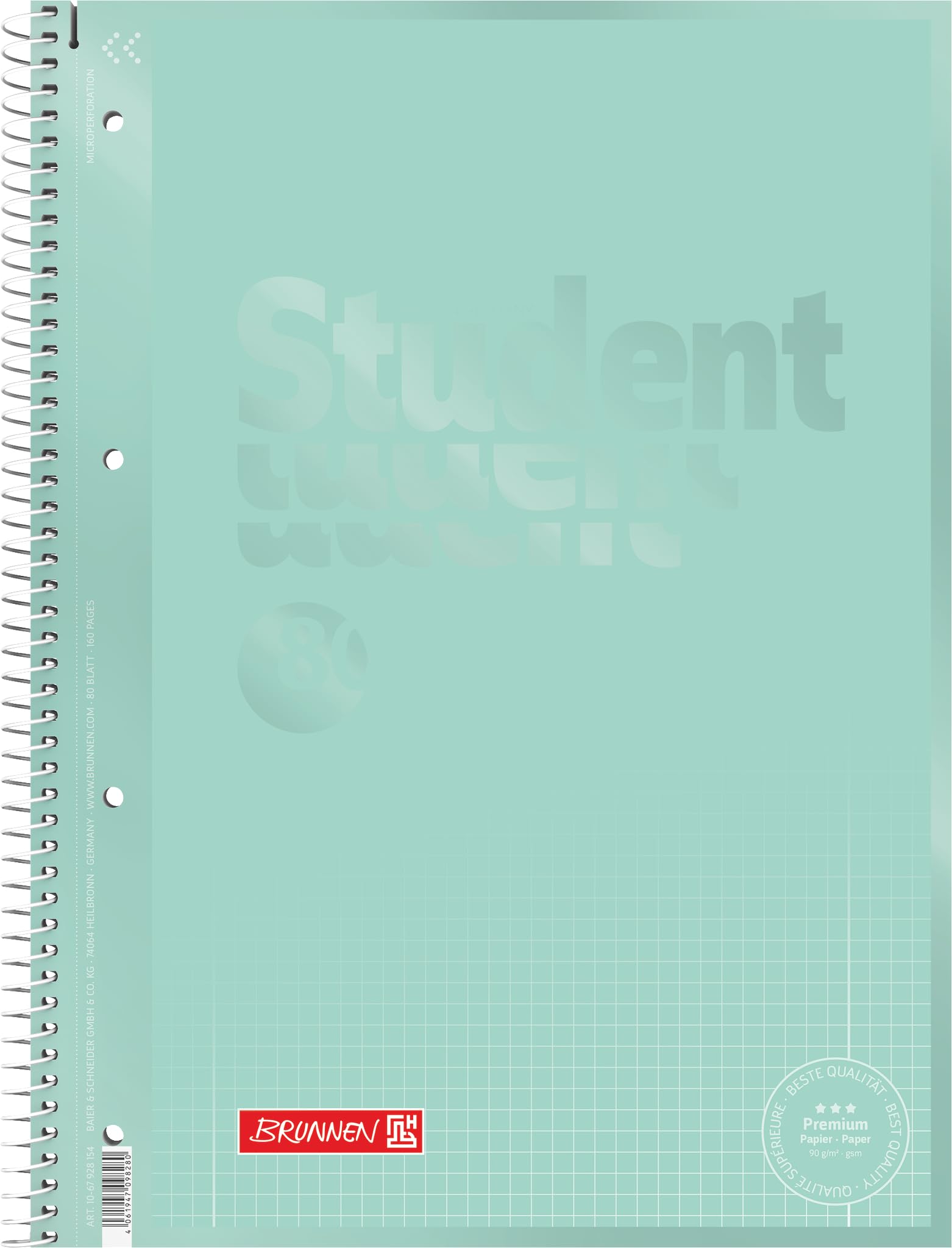 brunnen-collegeblock-premium-student-colour-code-a4-lineatur-28-80-blatt-mint image 1
