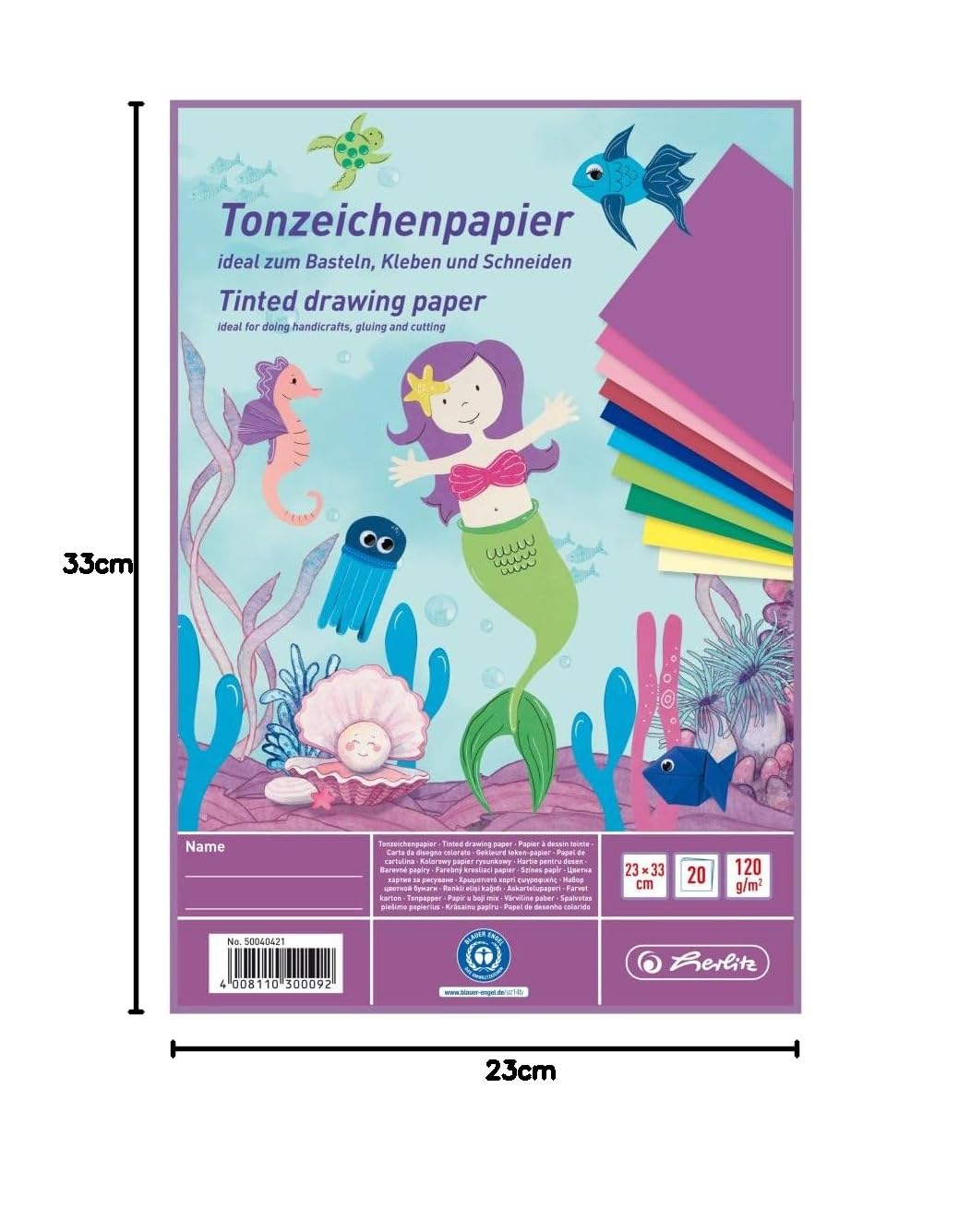 herlitz-tonzeichenpapierblock-23-x-33-cm-20-blatt-motiv-meerjungfrau image 2