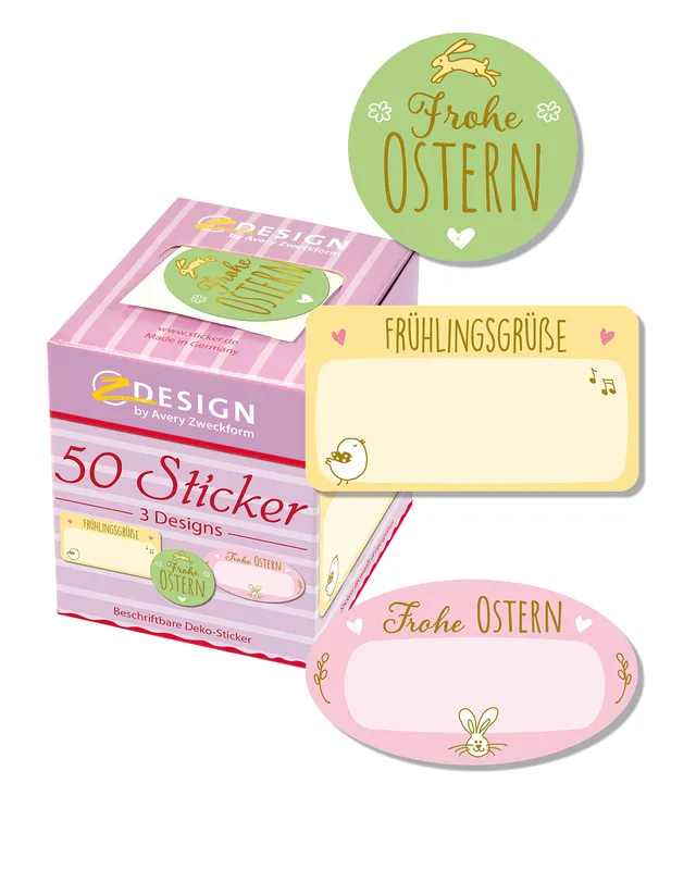 avery-zweckform-z-design-56857-oster-sticker-frohe-ostern-50-st-ck-auf-rolle image 1