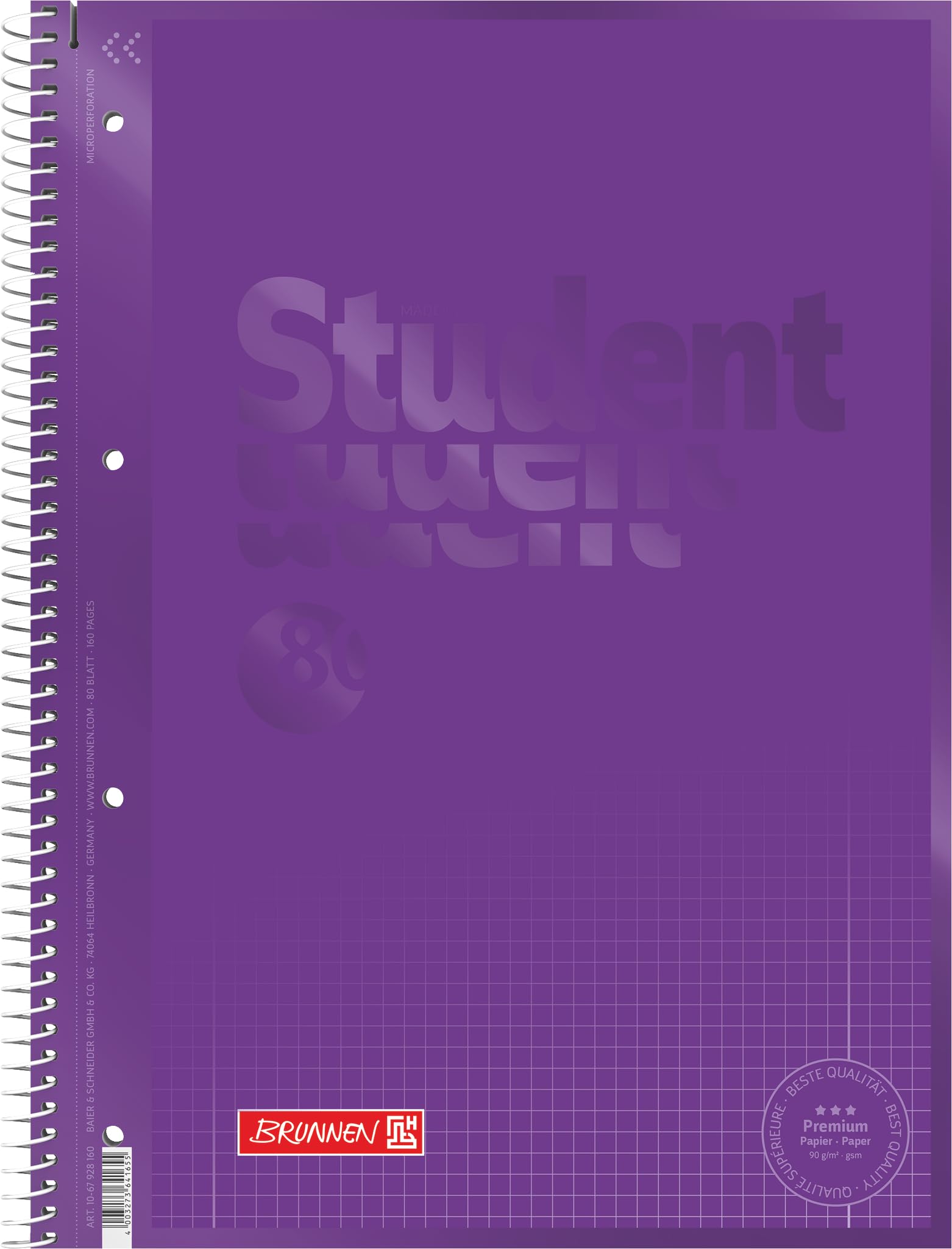 brunnen-collegeblock-premium-student-colour-code-a4-lin-28-80-blatt-purple image 1