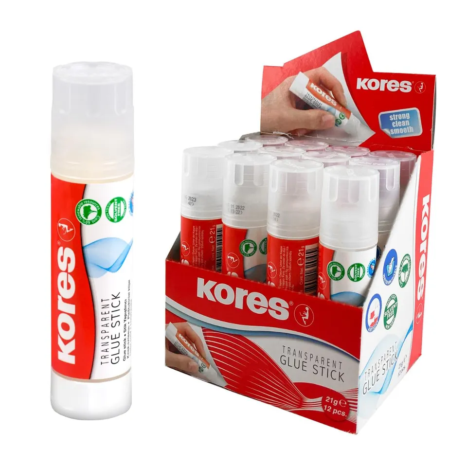kores-klebestifte-21g-transparent-ungiftig-starker-halt-12-st-ck image 1