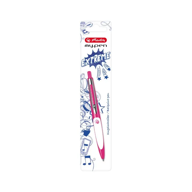 herlitz-kugelschreiber-my-pen-pink-wei-m-blau-1-st-ck image 1