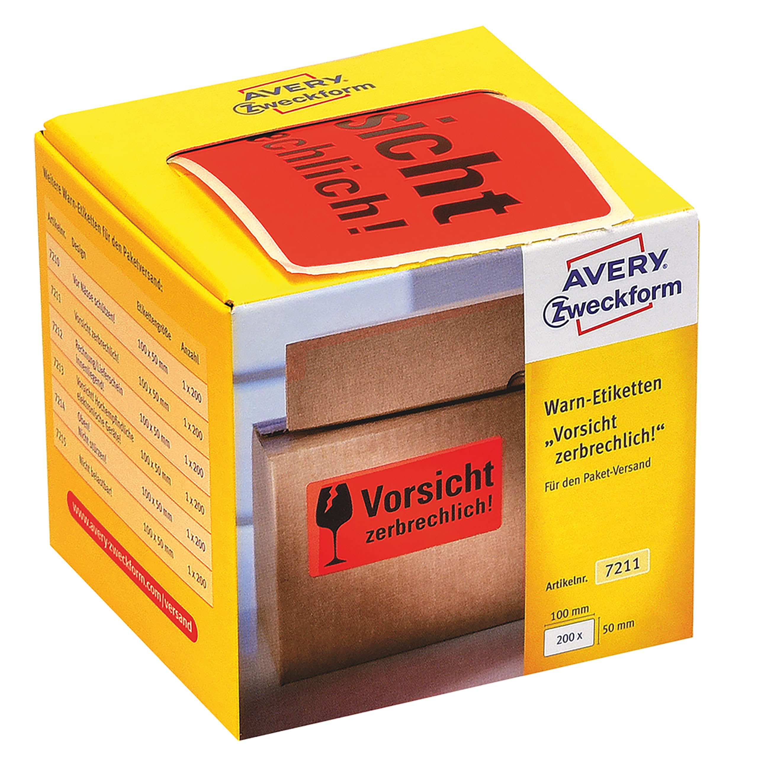 avery-zweckform-warnetiketten-7211-vorsicht-zerbrechlich-rolle-100x50-mm-neon-ro image 1