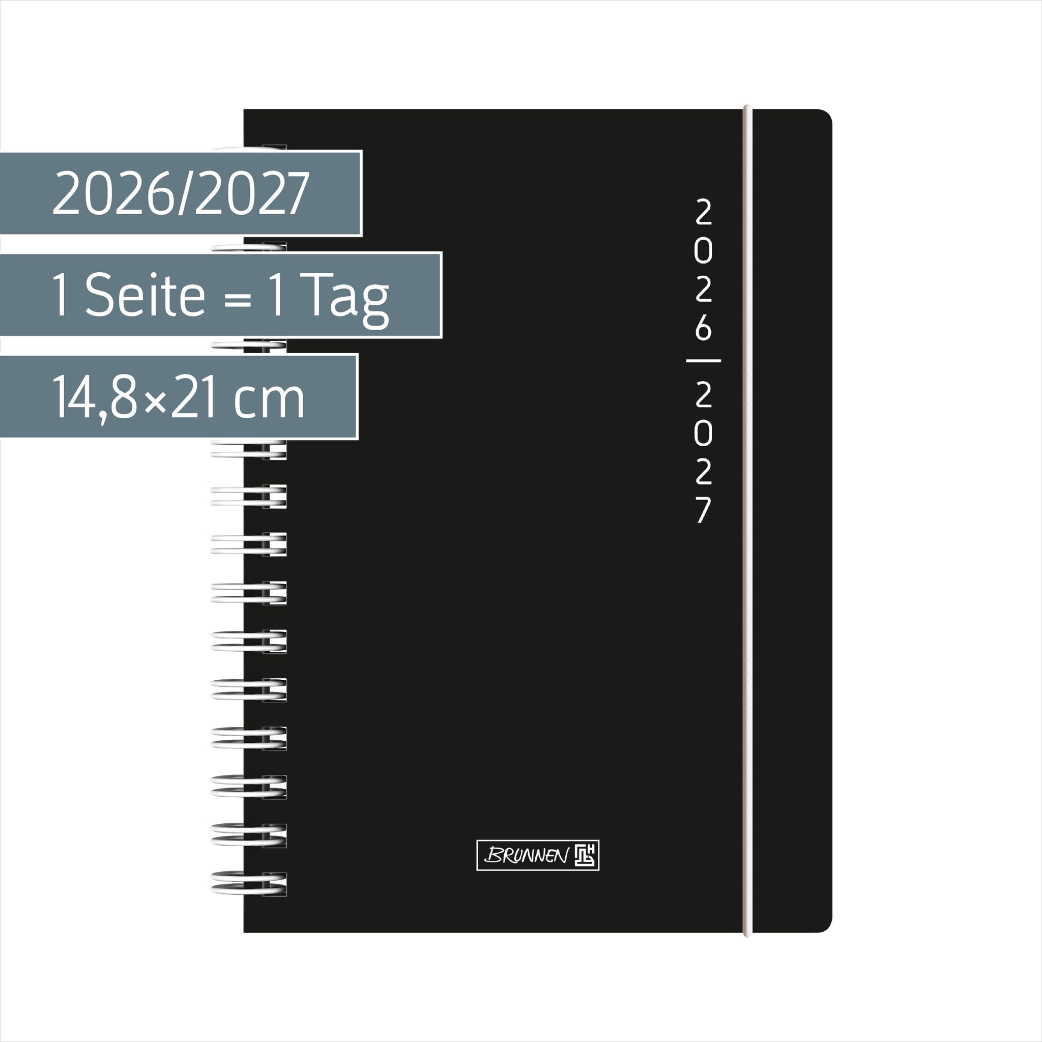 brunnen-sch-lerkalender-2026-2027-plain-black-a5-tageskalender image 2