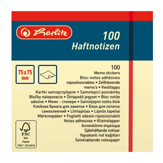 herlitz-haftnotizen-75-x-75-mm-100-blatt-hellgelb-blanko image 1