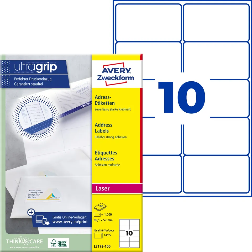 avery-zweckform-l7173-100-adressetiketten-99-1x57mm-wei-1000-etiketten image 1
