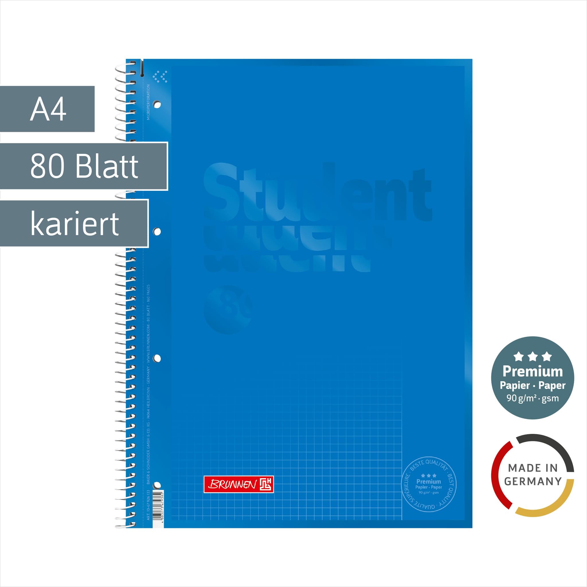 brunnen-collegeblock-premium-student-colour-code-a4-lin-26-80-blatt-azur image 2