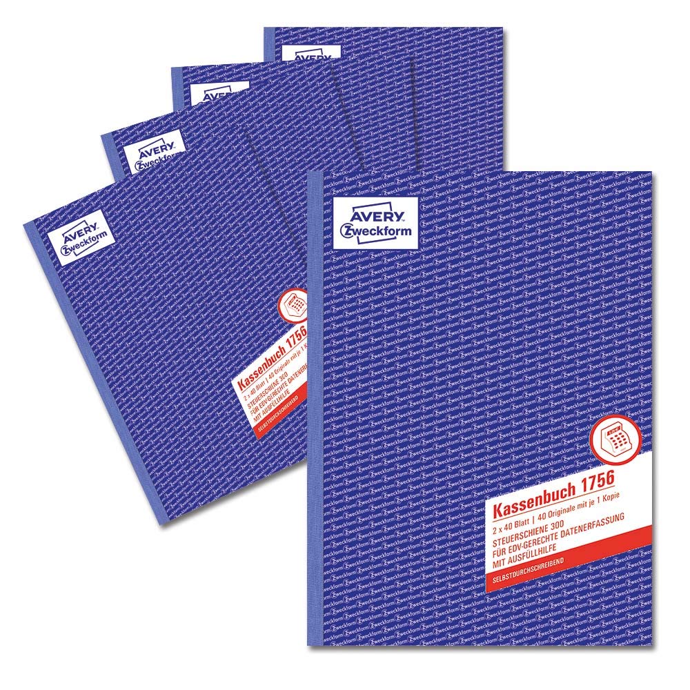 avery-zweckform-1756-5-kassenbuch-a4-2x40-blatt-selbstdurchschreibend-5er-pack image 1