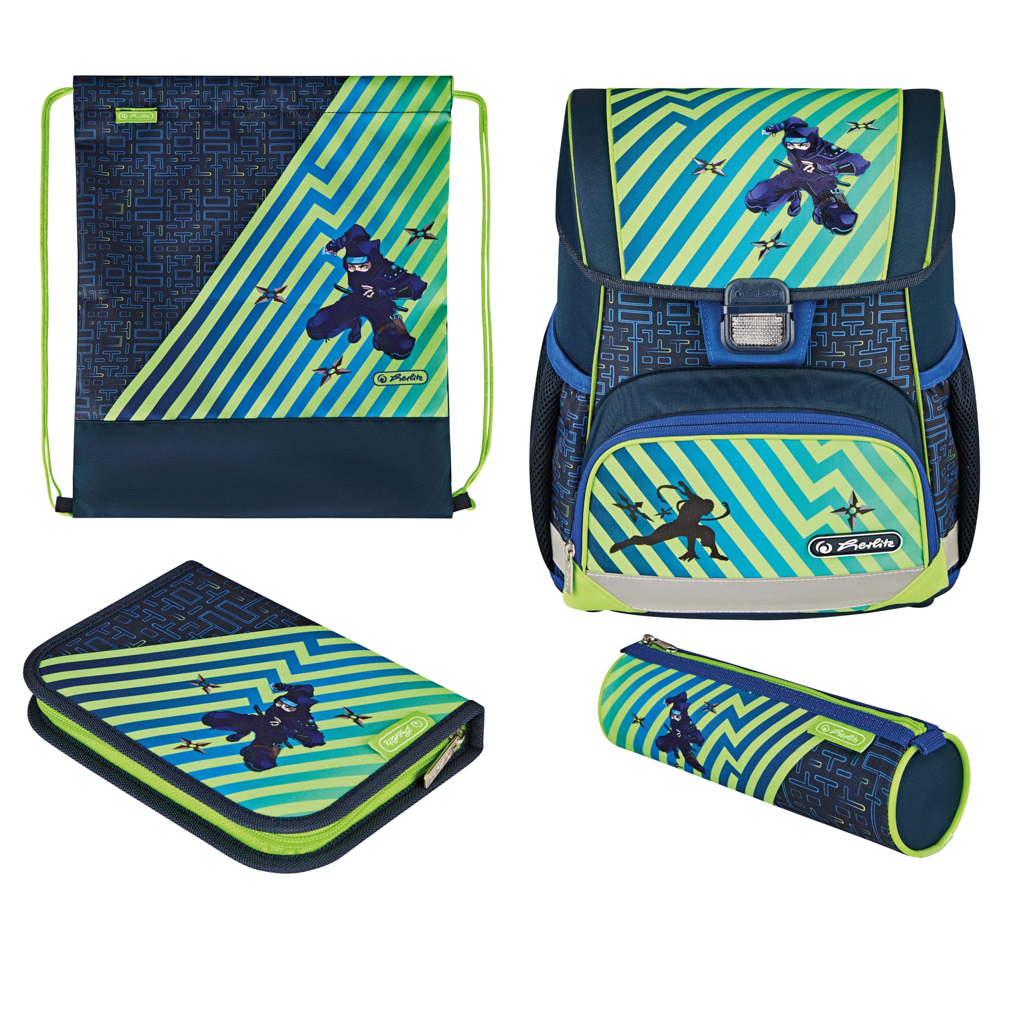 herlitz-schulranzen-loop-plus-funky-ninja-im-4-teiligen-set-17-l image 1