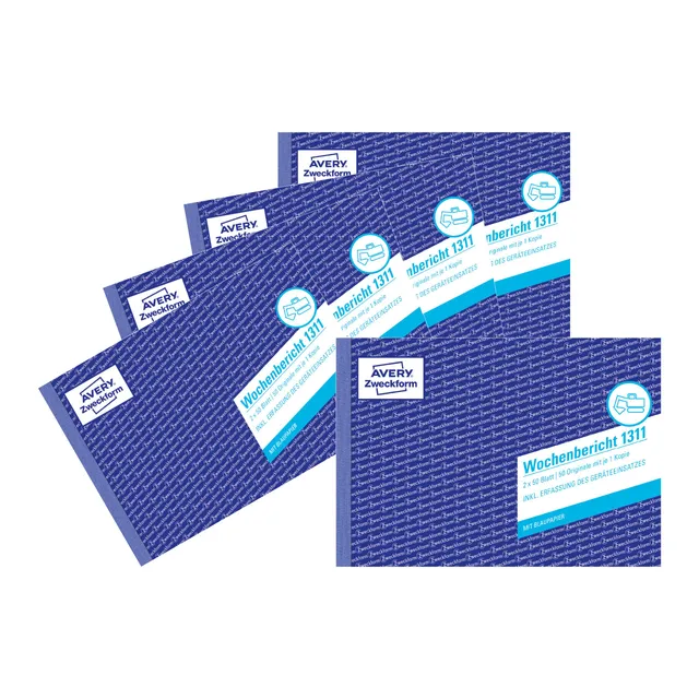 avery-zweckform-1311-5-wochenbericht-a5-quer-5er-pack-mit-2x50-blatt-und-blaupap image 1