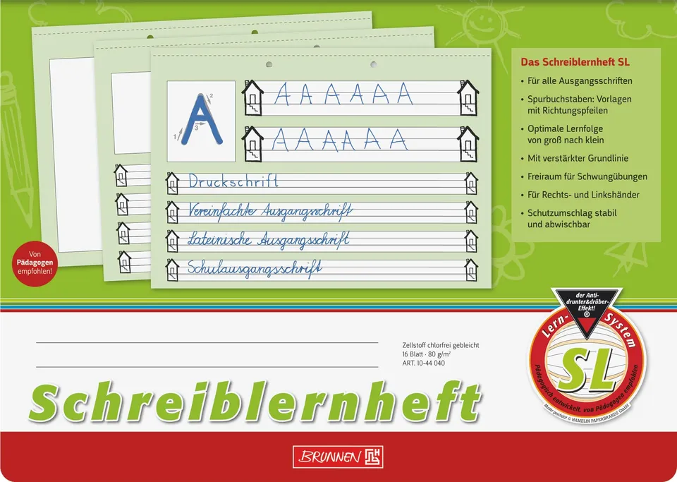 brunnen-schreiblernheft-sl-1044040-a4-quer-lineatur-sl-16-blatt image 1