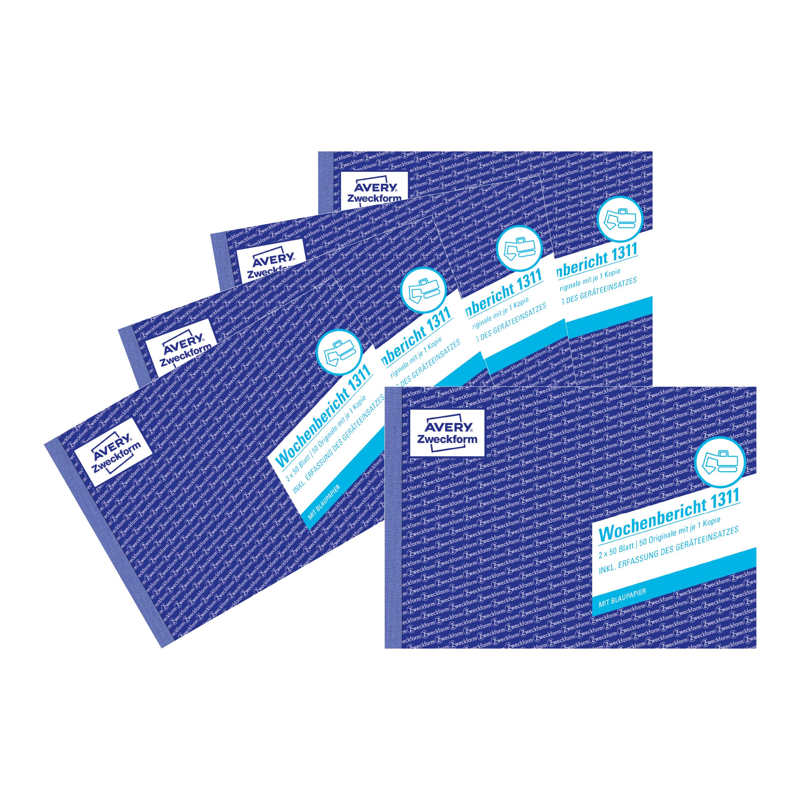 avery-zweckform-1311-5-wochenbericht-a5-quer-5er-pack-mit-2x50-blatt-und-blaupap image 1