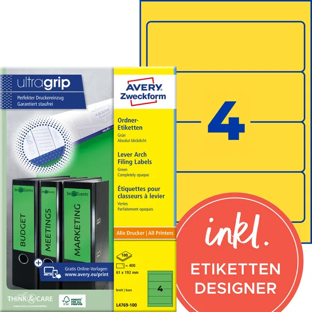 avery-zweckform-l4769-100-ordnerr-cken-etiketten-61x192-mm-gelb-400-st-ck image 1