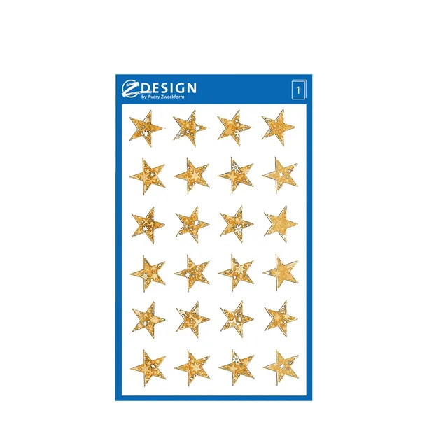 avery-zweckform-z-design-52419-weihnachtsaufkleber-24-goldene-sterne-aus-effektf image 1