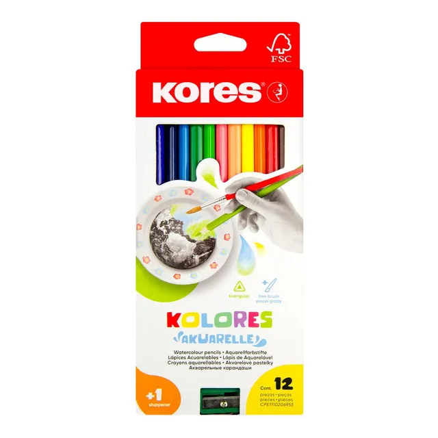 kores-akuarelle-wasserfarbenstifte-12-farben-dreieckig image 1