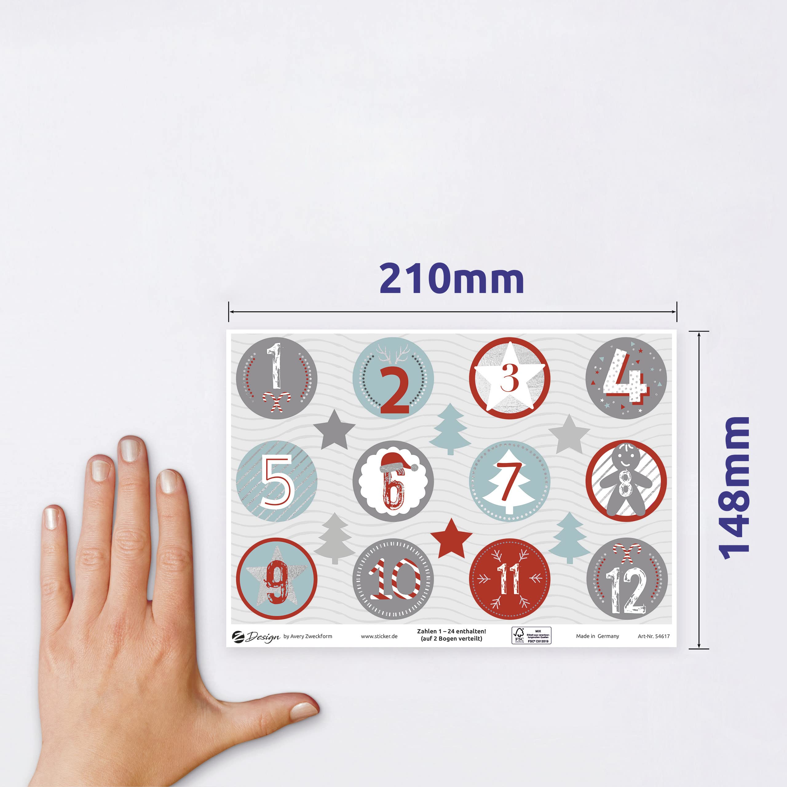 avery-zweckform-z-design-54617-adventskalender-zahlen-sticker-24-zahlen-1-24-sil image 2