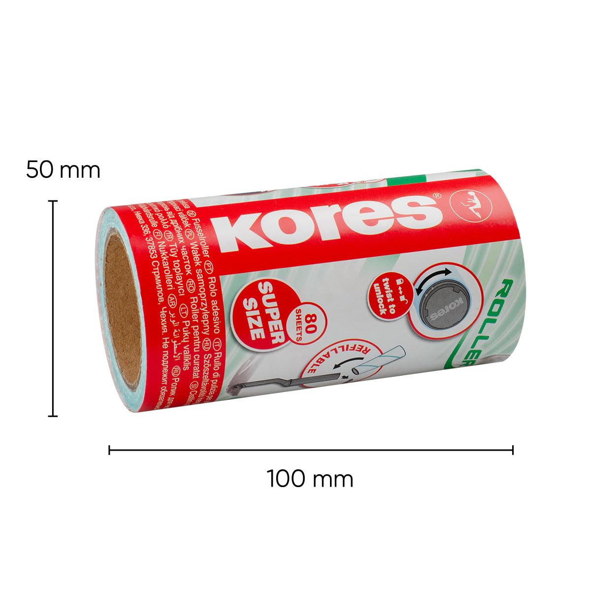 kores-32401-fusselroller-mit-griff-nachf-llbar-rot-80-blatt image 2