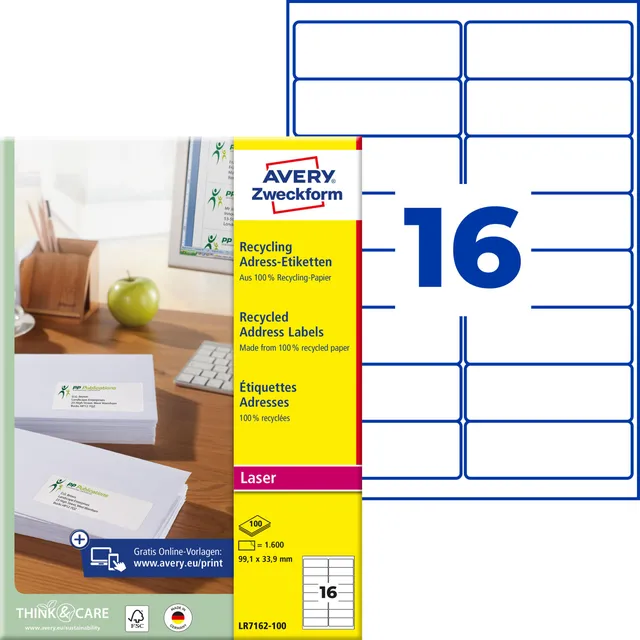 avery-zweckform-lr7162-100-recycling-etiketten-1-600-adressaufkleber-99-1x33-9-m image 1