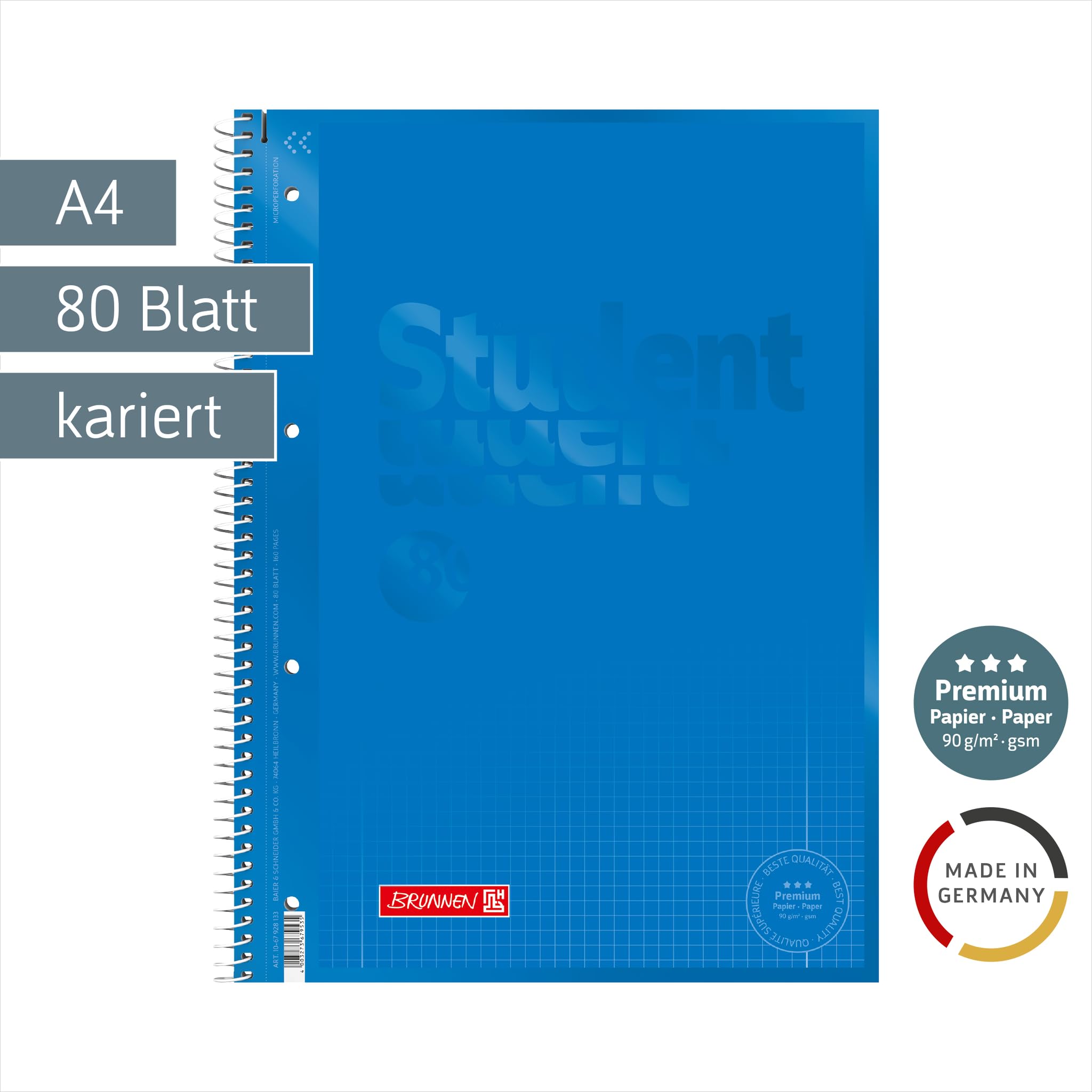 brunnen-collegeblock-premium-student-colour-code-a4-lineatur-28-80-blatt-azur image 2