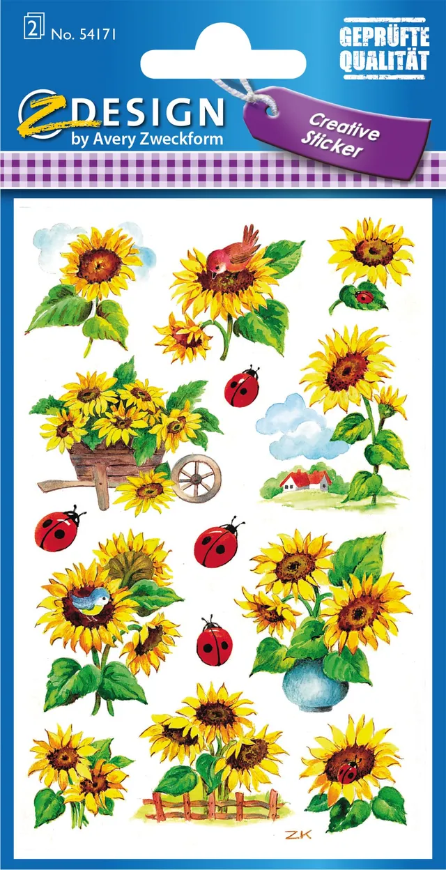 avery-zweckform-z-design-54171-deko-sticker-sonnenblumen-mit-glitzer-28-st-ck image 1