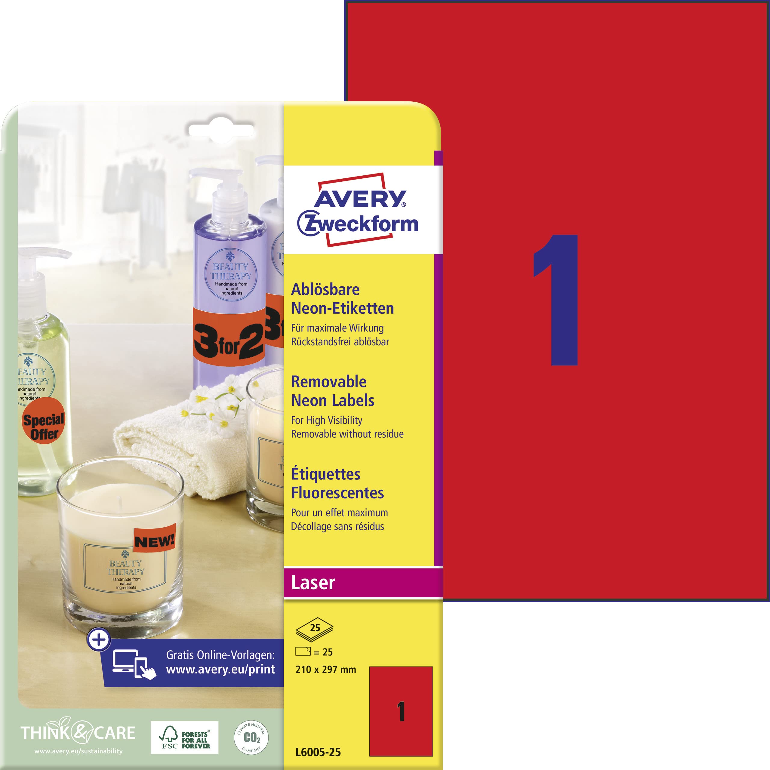avery-zweckform-l6005-25-etiketten-210x297mm-neon-rot-abl-sbar-25-blatt-a4 image 1