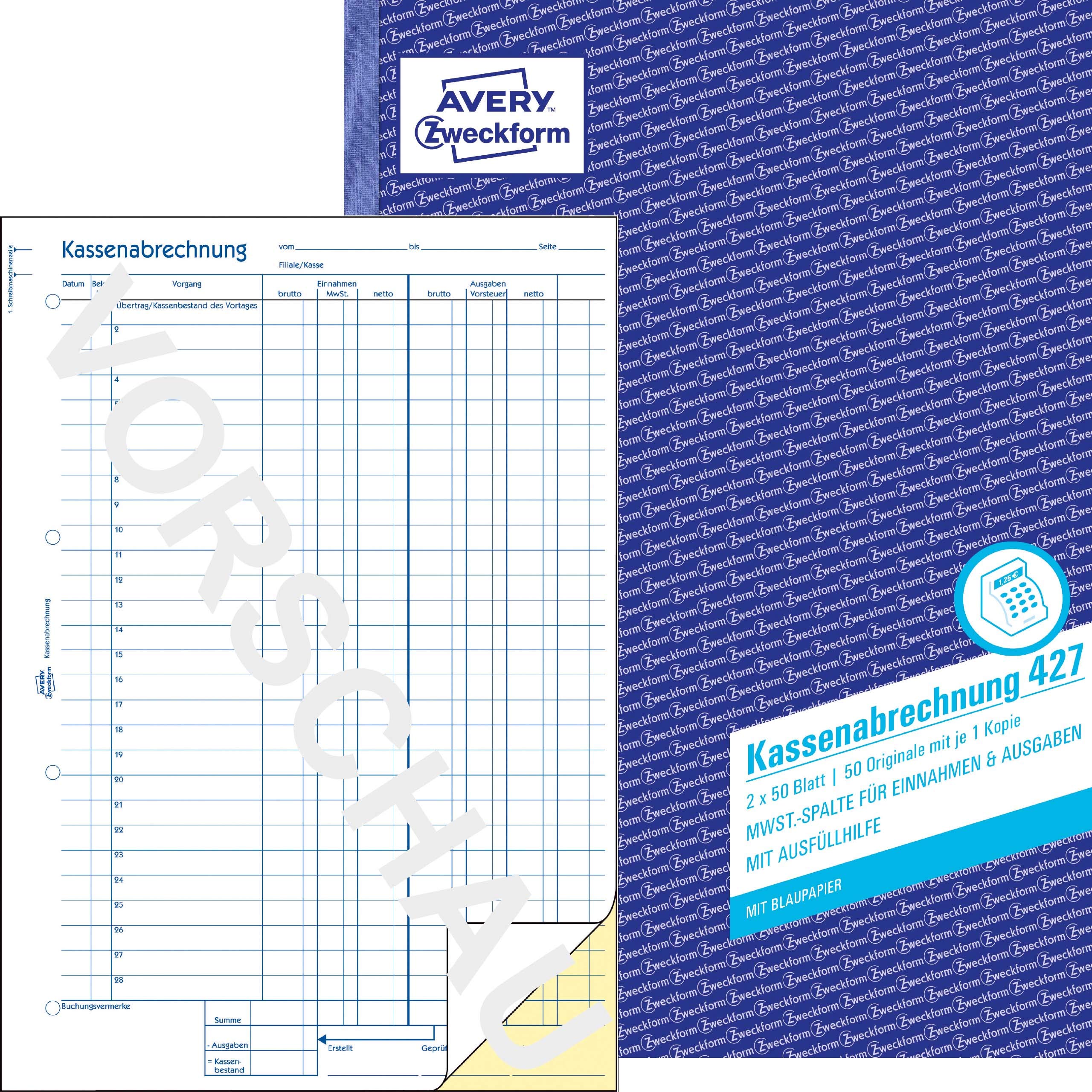avery-zweckform-427-5-kassenabrechnung-a4-2x50-blatt-5er-pack image 2