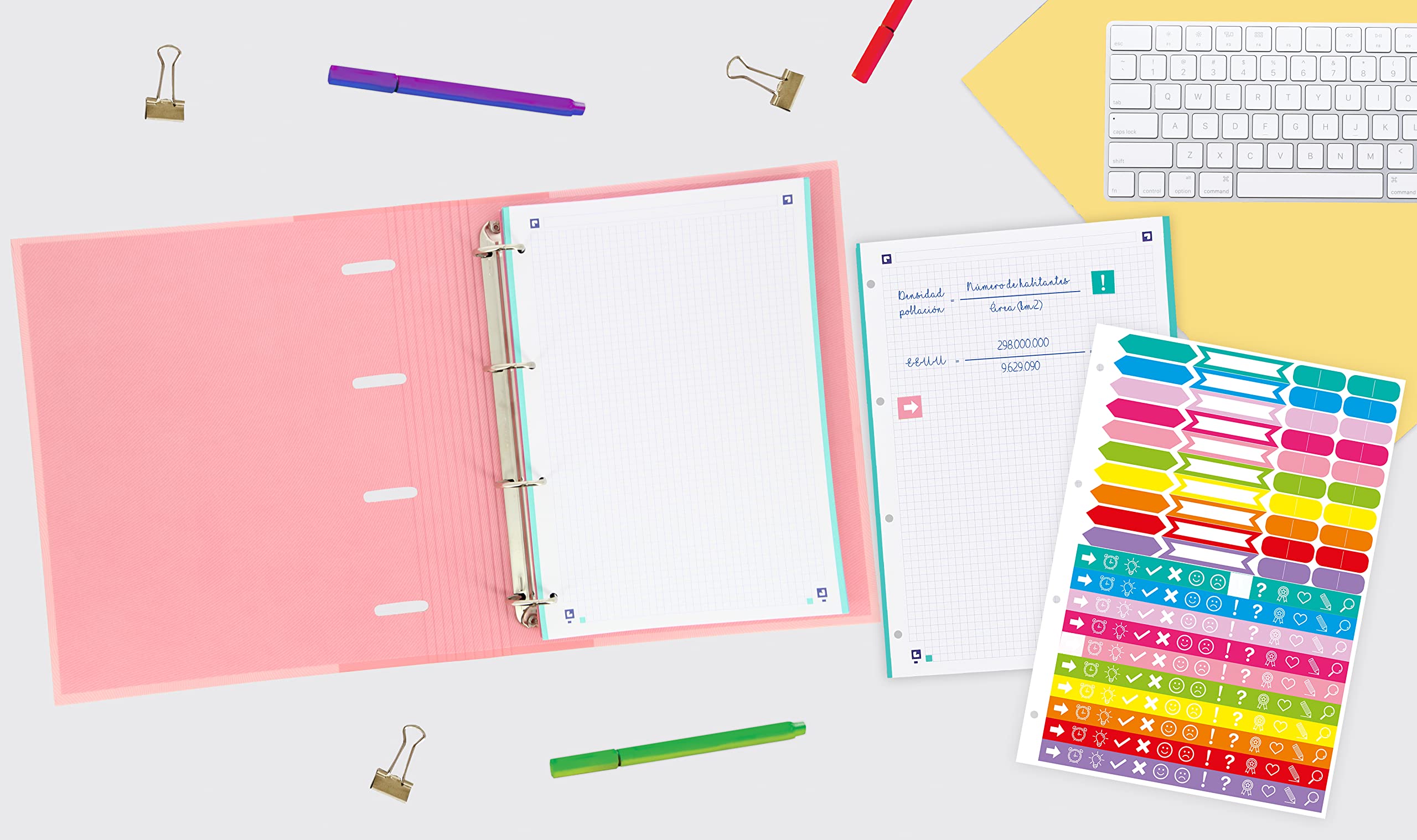 oxford-touch-ringordner-a4-4-ringe-hardcover-mit-gummiverschluss-rosa-flamingo image 5