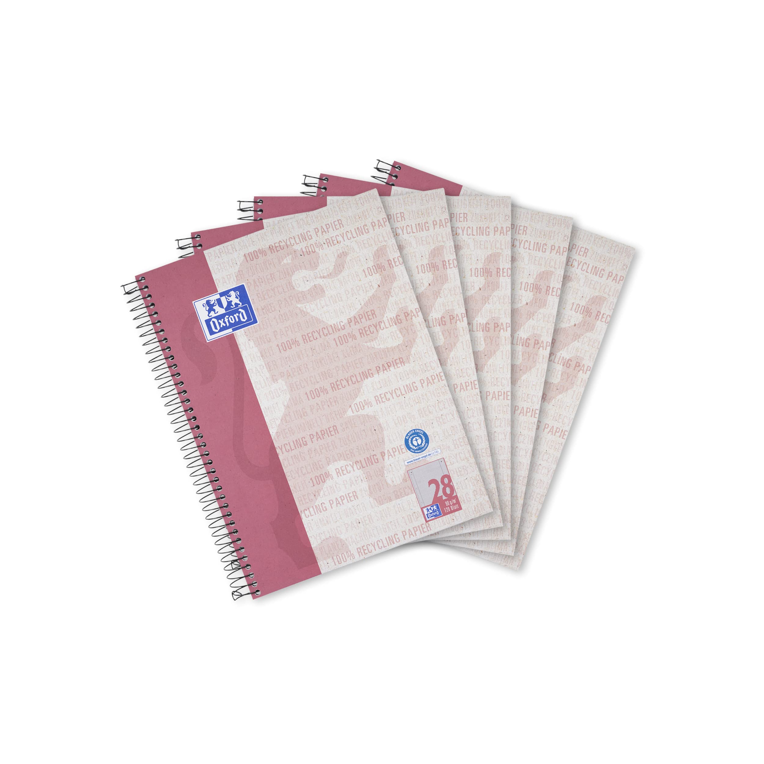 oxford-recycling-collegeblock-a4-kariert-mit-rand-lineatur-28-120-blatt-5-st-ck image 1