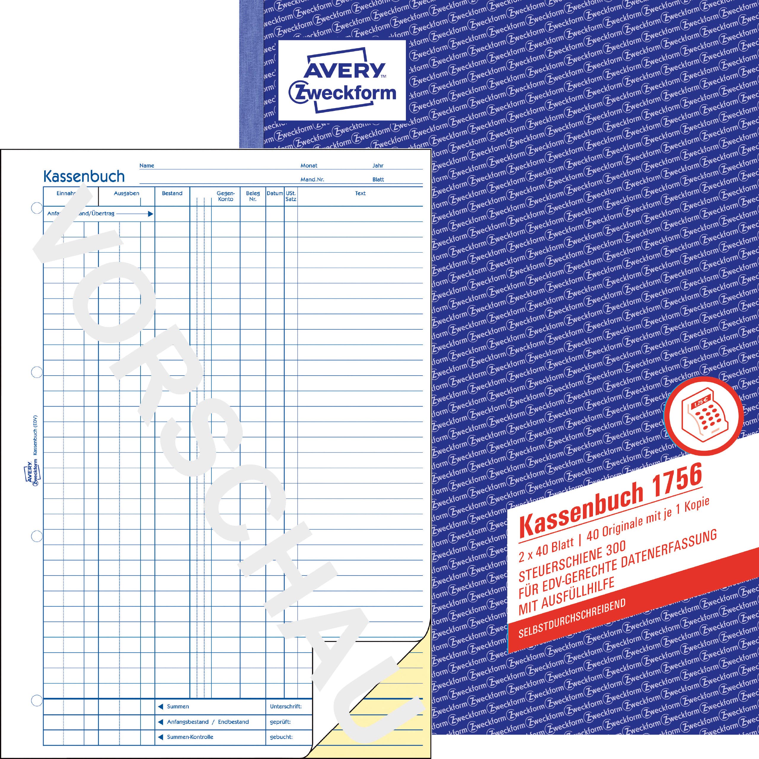avery-zweckform-1756-10-kassenbuch-a4-nach-steuerschiene-300-2x40-blatt-10er-pac image 2