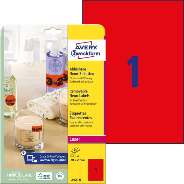 avery-zweckform-l6005-25-etiketten-210x297mm-neon-rot-abl-sbar-25-blatt-a4 image 1