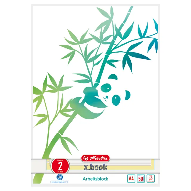 herlitz-arbeitsblock-a4-greenline-panda-lineatur-02-50-blatt-5-st-ck image 1