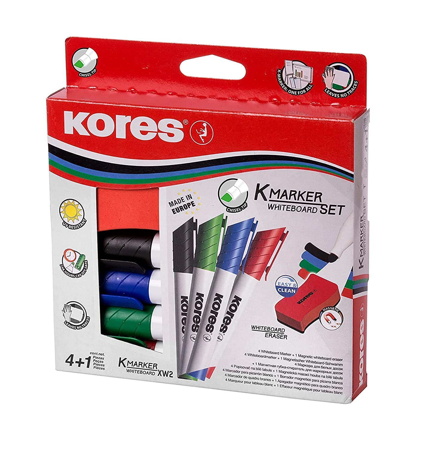 kores-k-marker-xw2-whiteboard-marker-set-4-sortierte-farben-mit-keilspitze-magne image 1