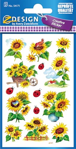 avery-zweckform-z-design-54171-deko-sticker-sonnenblumen-mit-glitzer-28-st-ck image 7
