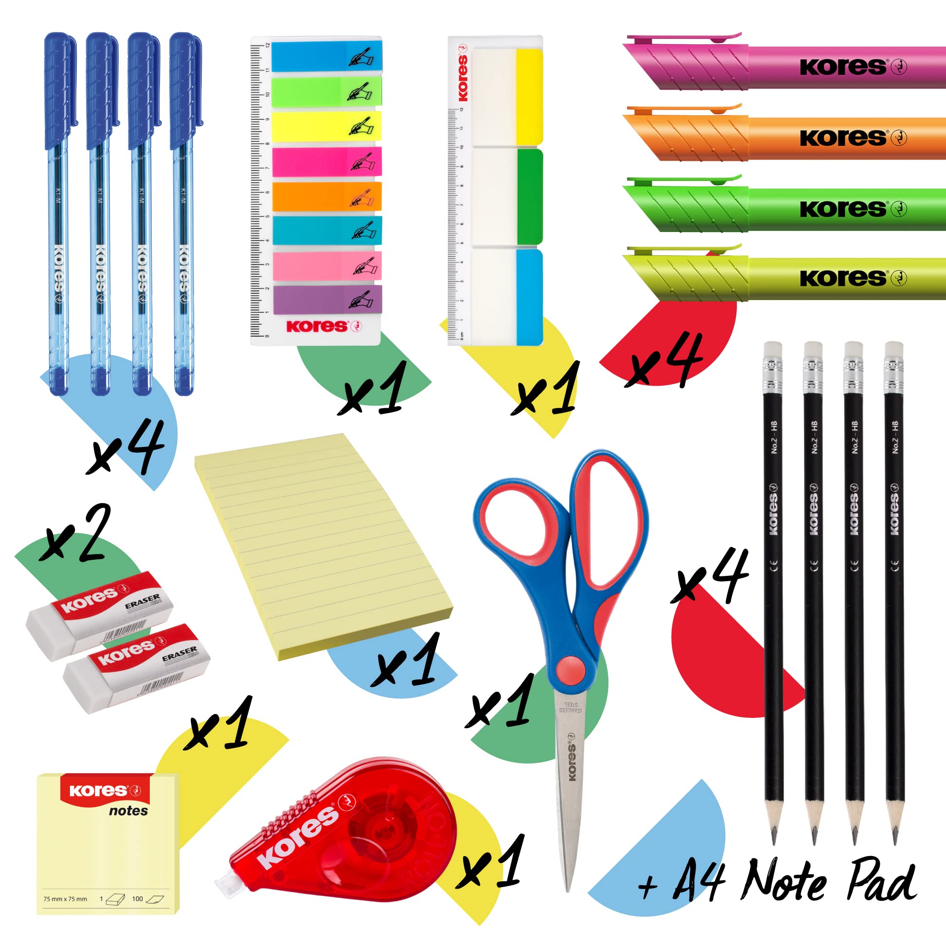 kores-homeoffice-set-11-teiliges-schreibwaren-set-im-hartpappe-koffer-bunt image 2
