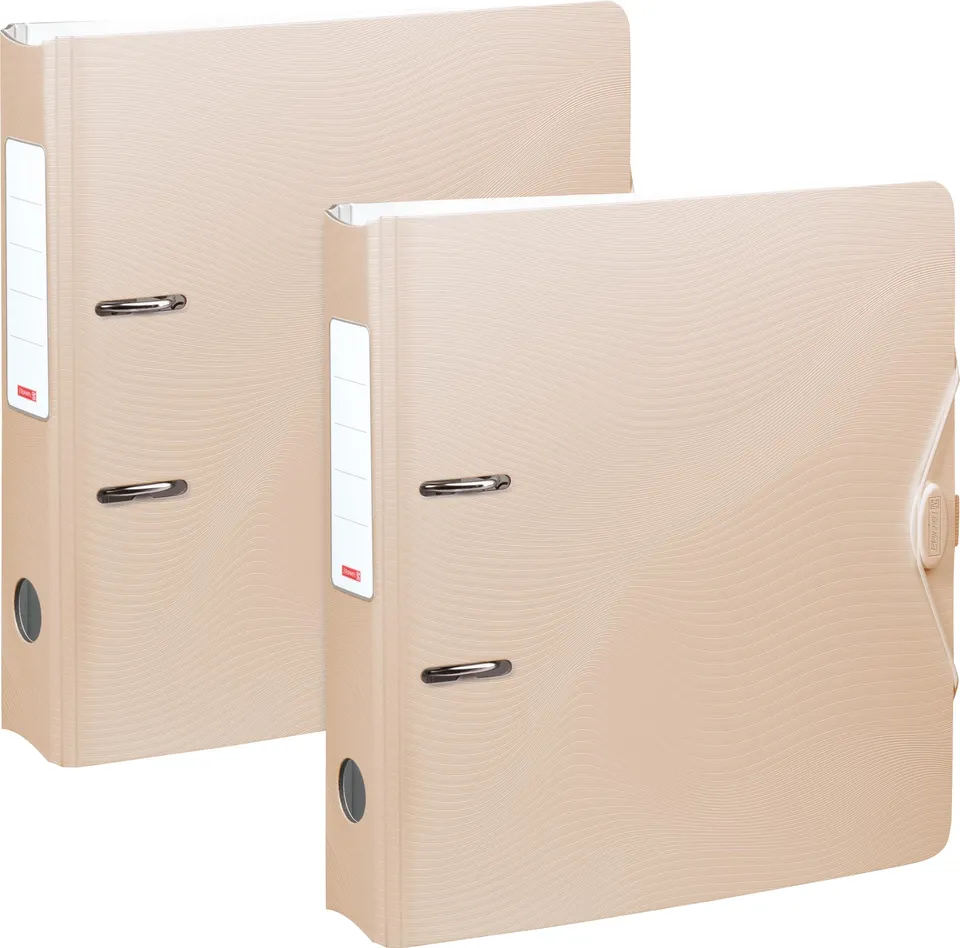 brunnen-ordner-a4-wave-pp-70-mm-dune-beige-2er-set-mit-gummizug image 1