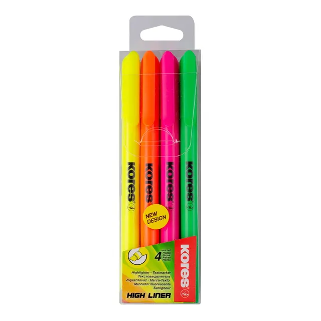 kores-high-liner-textmarker-keilspitze-neon-4er-pack-sortiert image 1
