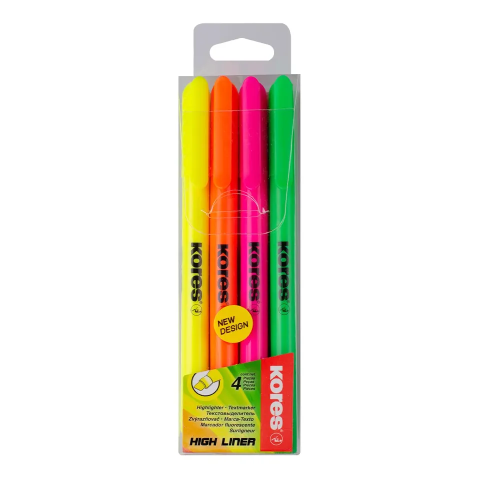 kores-high-liner-textmarker-keilspitze-neon-4er-pack-sortiert image 1