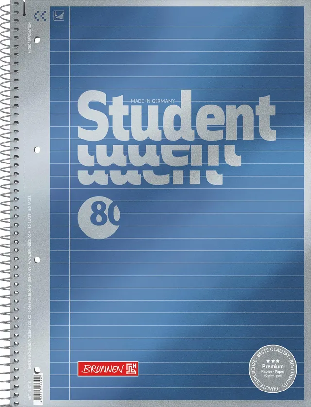 brunnen-collegeblock-premium-student-a4-lineatur-21-80-blatt-blau image 1