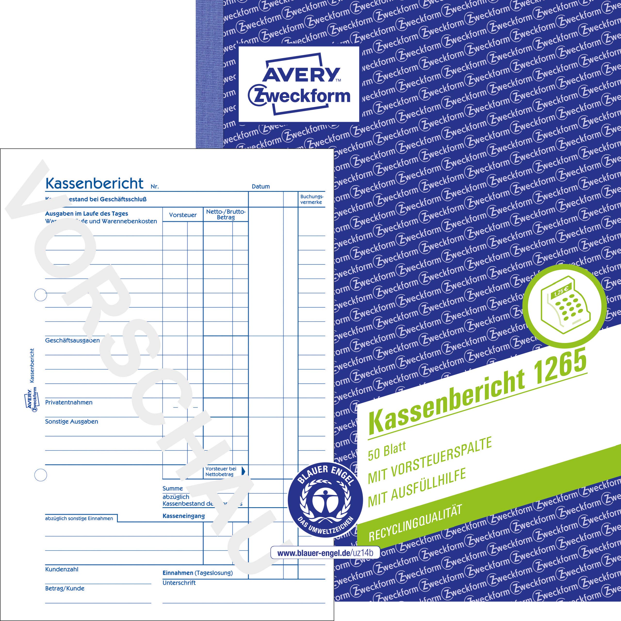 avery-zweckform-1265-recycling-kassenbericht-a5-50-blatt-mikroperforiert-f-r-de- image 1