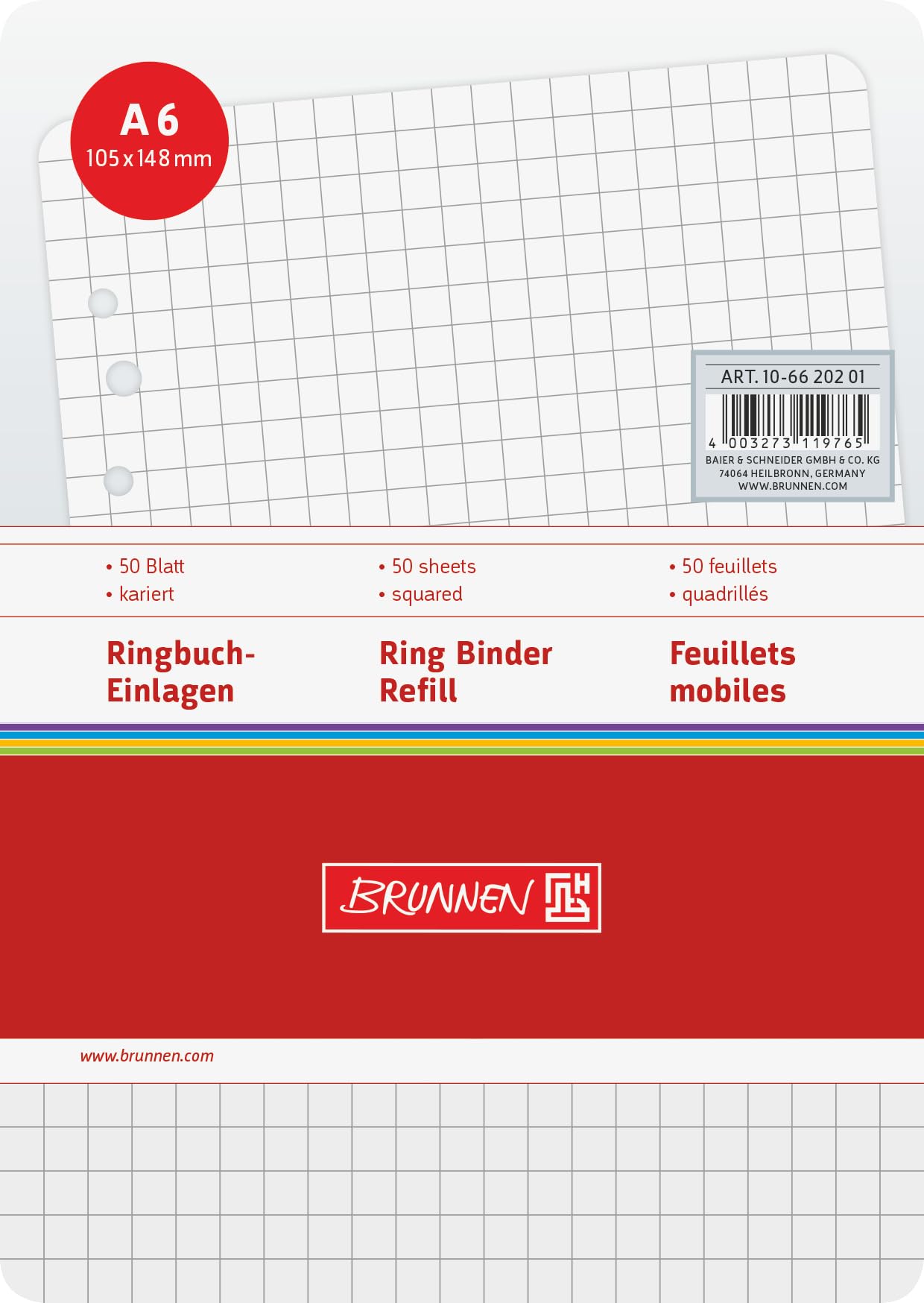 brunnen-106620201-ringbucheinlagen-a6-kariert-50-blatt-70g-m image 3