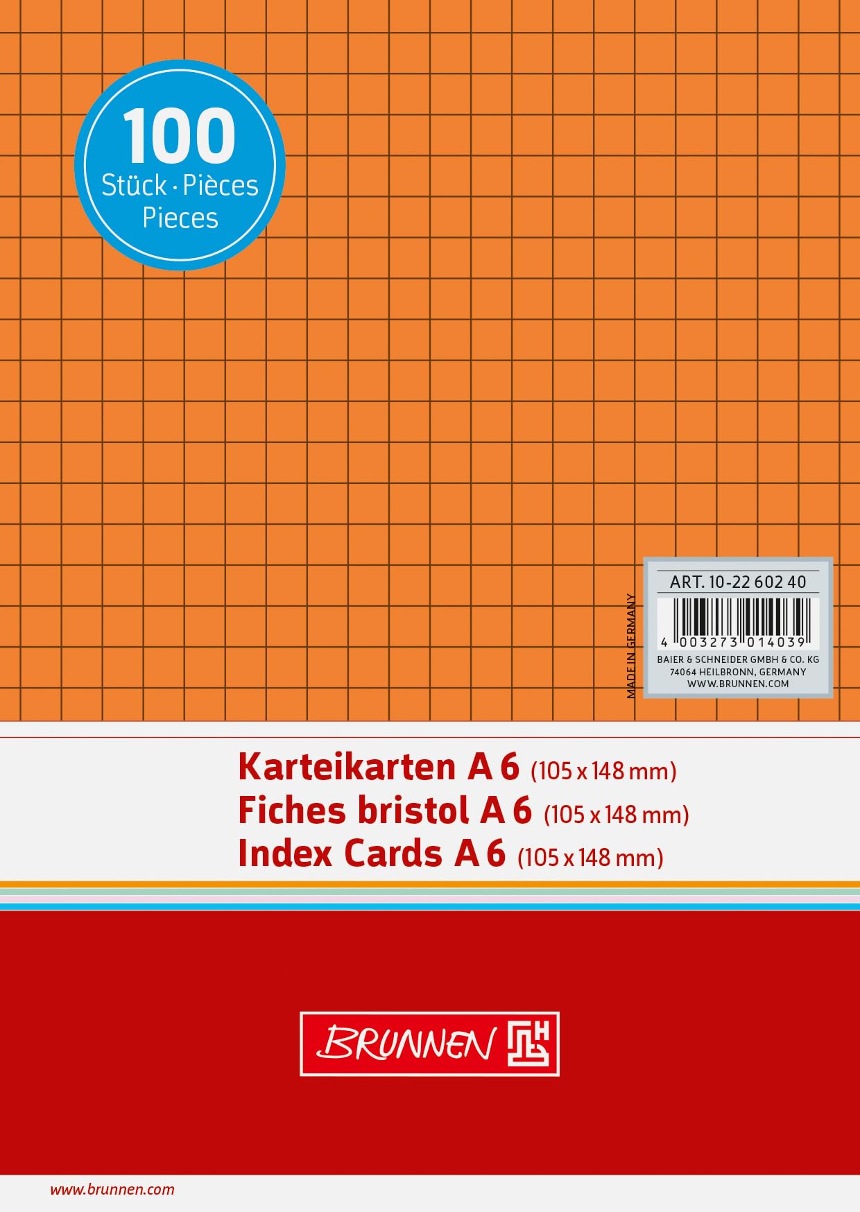 brunnen-karteikarten-a6-kariert-orange-100-st-ck-fact image 1