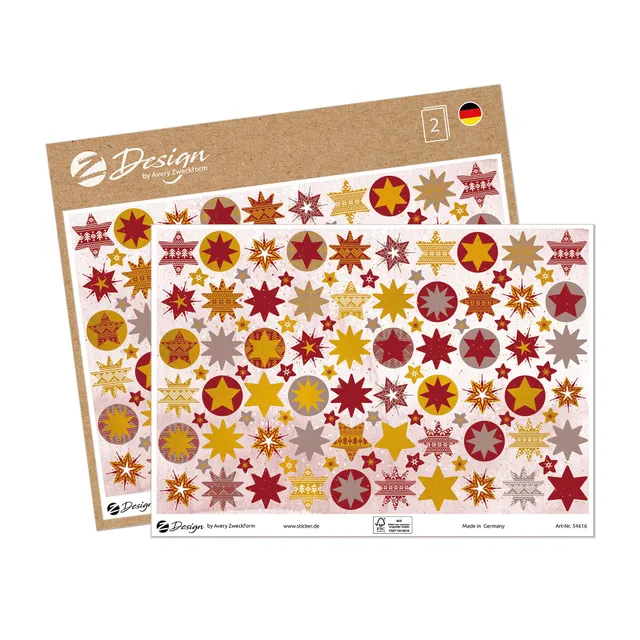 avery-zweckform-weihnachtssticker-sterne-202-st-ck-goldpr-gung-art-54616 image 1