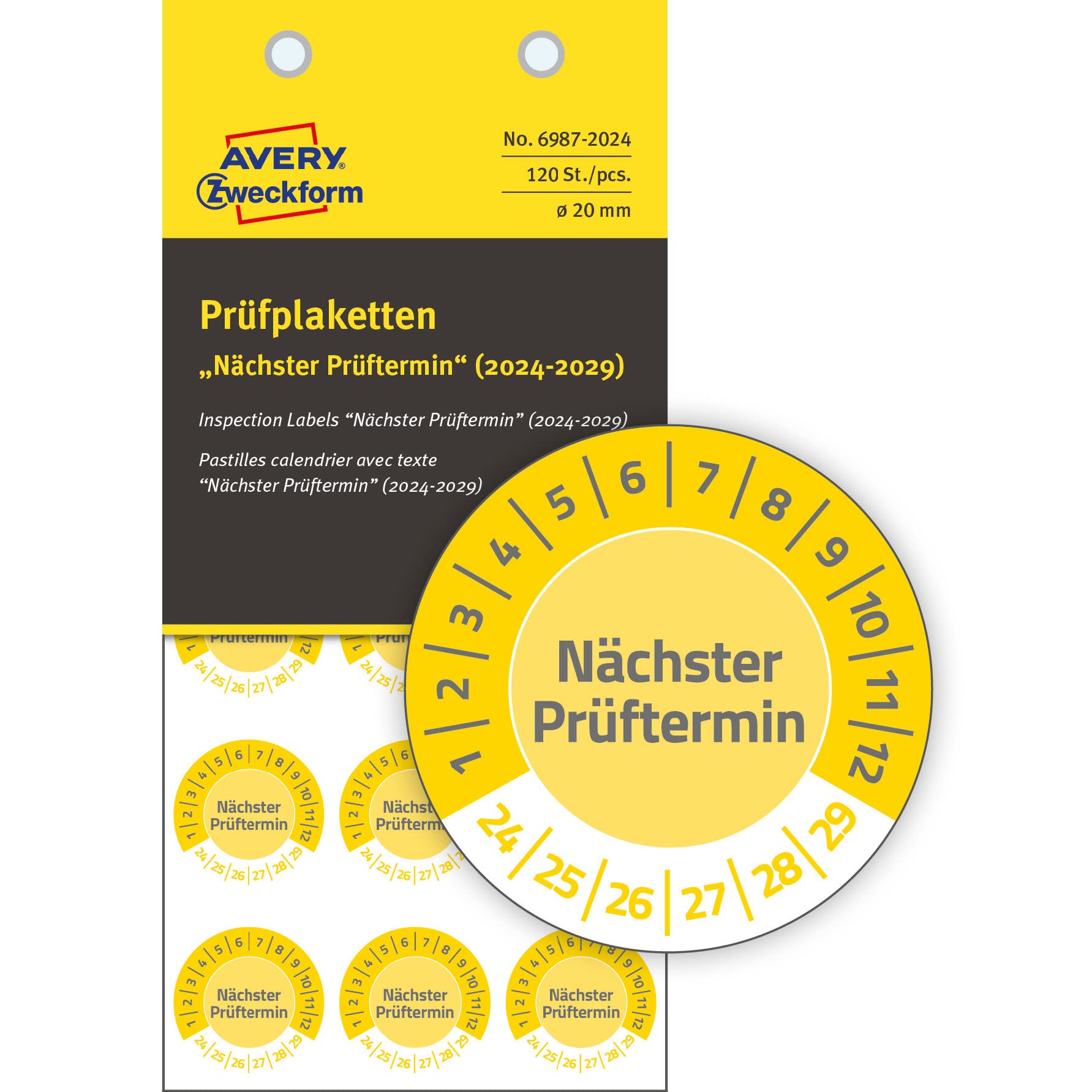 avery-zweckform-6987-2024-pr-fplaketten-n-chster-pr-ftermin-20-mm-gelb-120-st-ck image 2