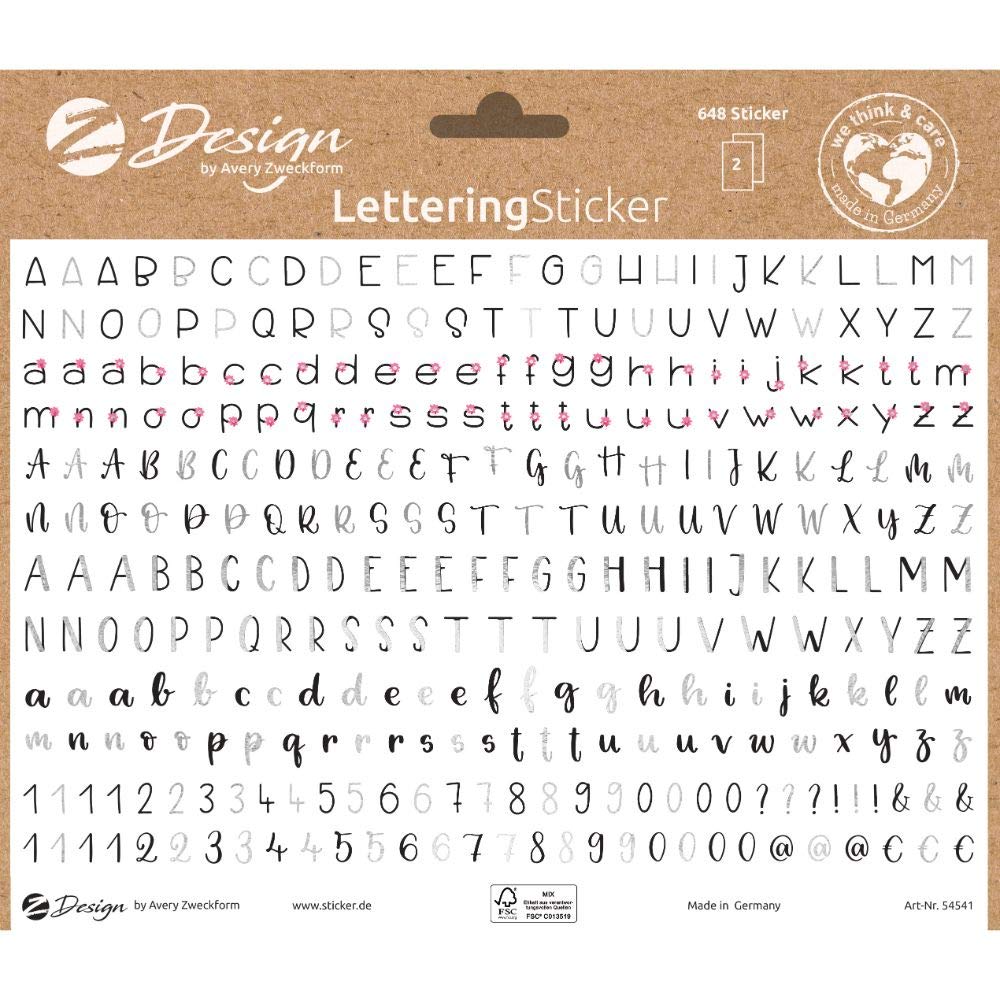 avery-zweckform-54541-deko-sticker-buchstaben-und-zahlen-648-aufkleber-a5-schwar image 1