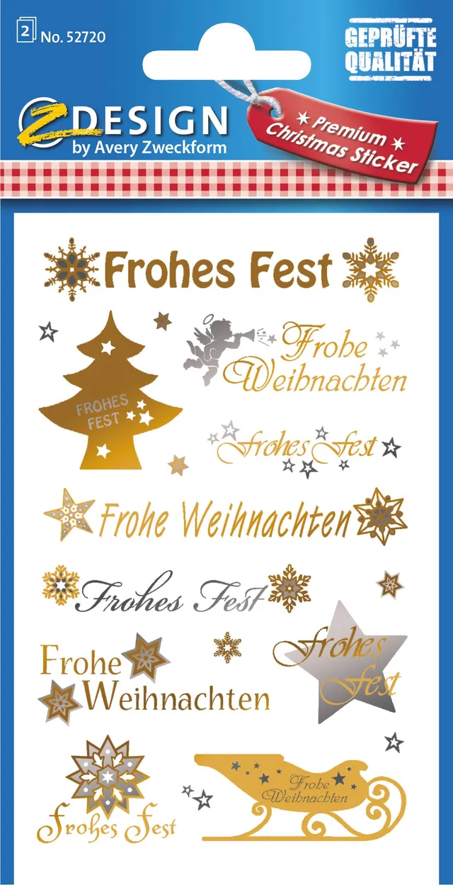 avery-zweckform-z-design-aufkleber-weihnachten-schriftz-ge-gold-silber-20-st-ck image 1